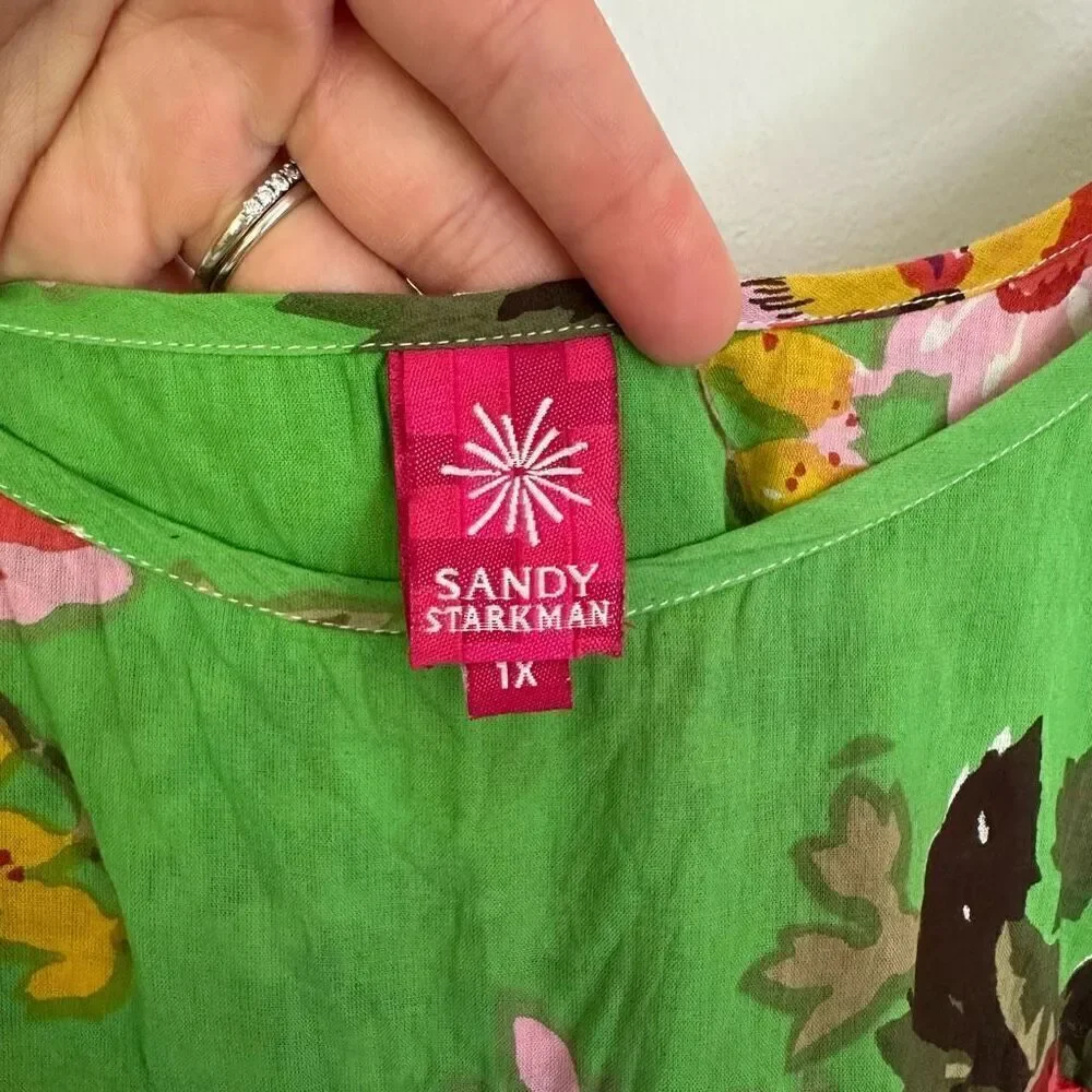 Sandy Starkman Women’s Plus Size Multicolor Floral Tiered Sleeveless Boho Full T